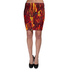 Effect Pattern Brush Red Orange Bodycon Skirt by Nexatart