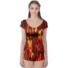 Effect Pattern Brush Red Orange Boyleg Leotard  by Nexatart