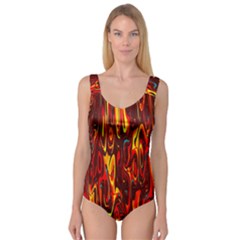 Effect Pattern Brush Red Orange Princess Tank Leotard  by Nexatart