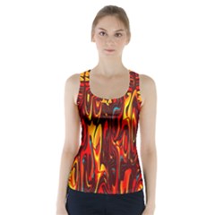 Effect Pattern Brush Red Orange Racer Back Sports Top by Nexatart