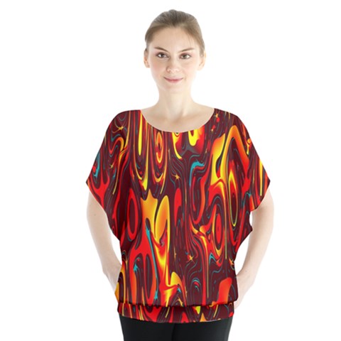 Effect Pattern Brush Red Orange Blouse by Nexatart