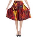 Effect Pattern Brush Red Orange Flared Midi Skirt View1