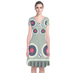 Robot Short Sleeve Front Wrap Dress by BestEmojis