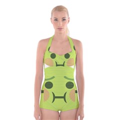 Barf Boyleg Halter Swimsuit  by BestEmojis