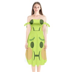 Barf Shoulder Tie Bardot Midi Dress by BestEmojis