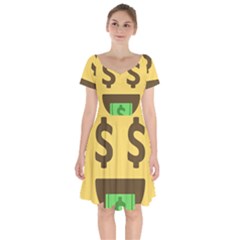 Money Face Emoji Short Sleeve Bardot Dress by BestEmojis