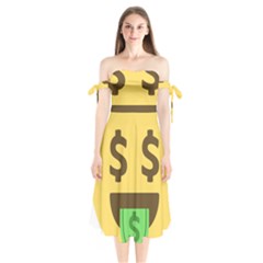 Money Face Emoji Shoulder Tie Bardot Midi Dress by BestEmojis