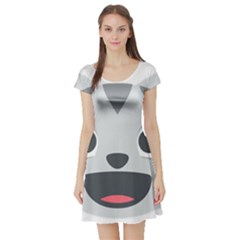 Cat Smile Short Sleeve Skater Dress by BestEmojis