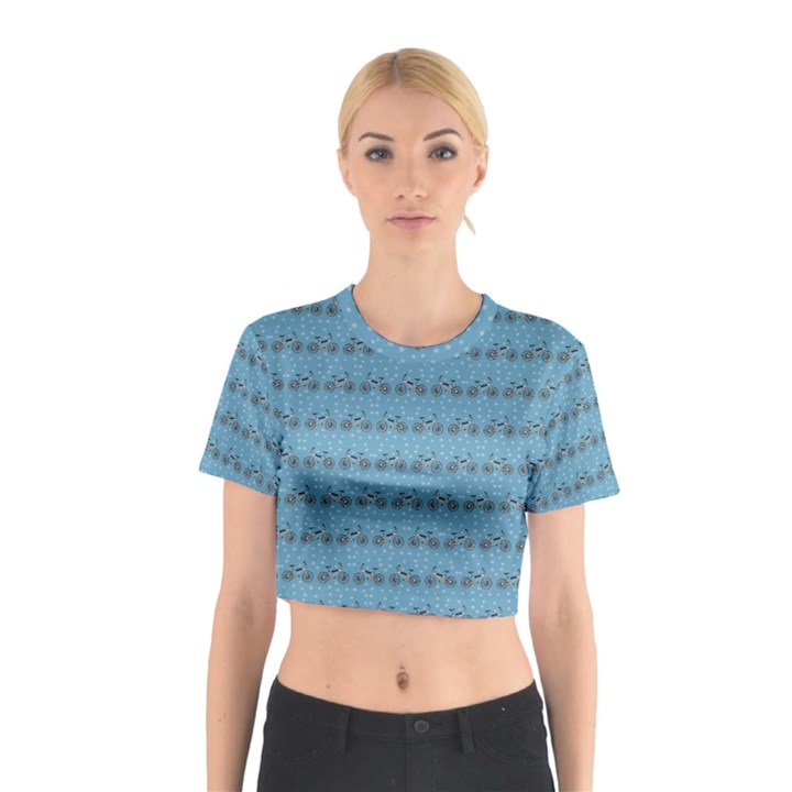 Bicycles Pattern Cotton Crop Top