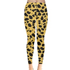 Skin Animals Cheetah Dalmation Black Yellow Leggings  by Mariart