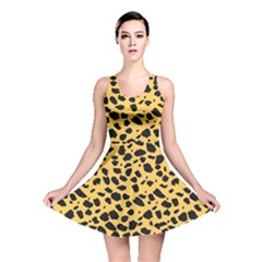 Skin Animals Cheetah Dalmation Black Yellow Reversible Skater Dress by Mariart