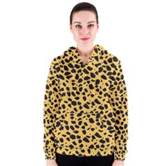 Skin Animals Cheetah Dalmation Black Yellow Women s Zipper Hoodie by Mariart