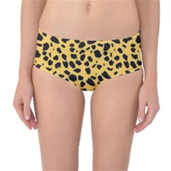 Skin Animals Cheetah Dalmation Black Yellow Mid-waist Bikini Bottoms