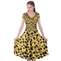 Skin Animals Cheetah Dalmation Black Yellow Cap Sleeve Wrap Front Dress View1