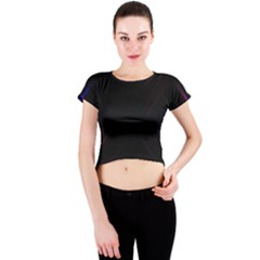 Streaks Line Light Neon Space Rainbow Color Black Crew Neck Crop Top by Mariart