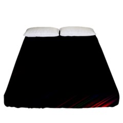 Streaks Line Light Neon Space Rainbow Color Black Fitted Sheet (california King Size) by Mariart