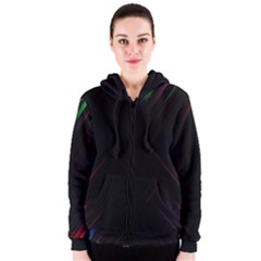 Streaks Line Light Neon Space Rainbow Color Black Women s Zipper Hoodie by Mariart