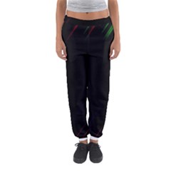 Streaks Line Light Neon Space Rainbow Color Black Women s Jogger Sweatpants