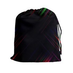 Streaks Line Light Neon Space Rainbow Color Black Drawstring Pouches (xxl) by Mariart