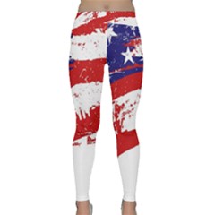 Red White Blue Star Flag Classic Yoga Leggings by Mariart