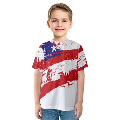 Red White Blue Star Flag Kids  Sport Mesh Tee by Mariart