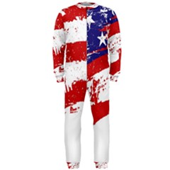 Red White Blue Star Flag Onepiece Jumpsuit (men)  by Mariart