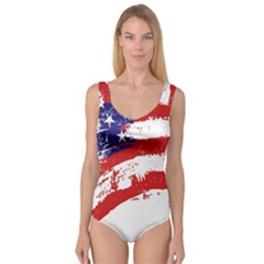 Red White Blue Star Flag Princess Tank Leotard  by Mariart