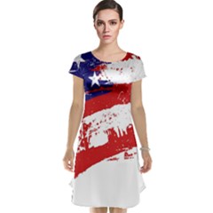 Red White Blue Star Flag Cap Sleeve Nightdress