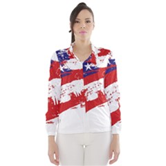 Red White Blue Star Flag Wind Breaker (women)