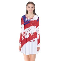 Red White Blue Star Flag Flare Dress by Mariart