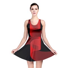 Tape Strip Red Black Amoled Wave Waves Chevron Reversible Skater Dress by Mariart