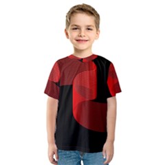 Tape Strip Red Black Amoled Wave Waves Chevron Kids  Sport Mesh Tee