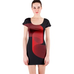 Tape Strip Red Black Amoled Wave Waves Chevron Short Sleeve Bodycon Dress by Mariart