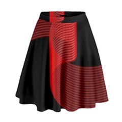 Tape Strip Red Black Amoled Wave Waves Chevron High Waist Skirt by Mariart