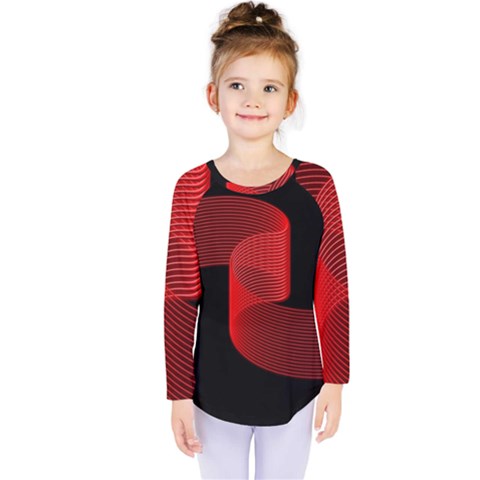 Tape Strip Red Black Amoled Wave Waves Chevron Kids  Long Sleeve Tee by Mariart