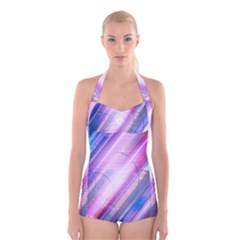 Widescreen Polka Star Space Polkadot Line Light Chevron Waves Circle Boyleg Halter Swimsuit  by Mariart