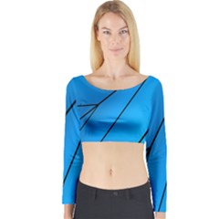 Technical Line Blue Black Long Sleeve Crop Top by Mariart