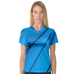 Technical Line Blue Black Women s V-neck Sport Mesh Tee