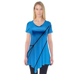 Technical Line Blue Black Short Sleeve Tunic  by Mariart