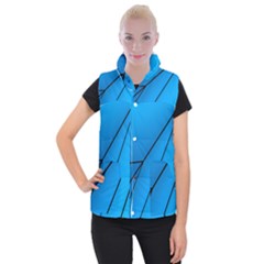 Technical Line Blue Black Women s Button Up Puffer Vest