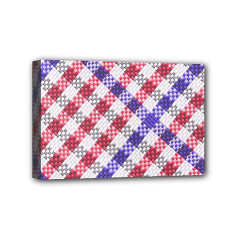 Webbing Wicker Art Red Bluw White Mini Canvas 6  X 4  by Mariart