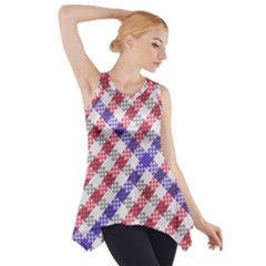 Webbing Wicker Art Red Bluw White Side Drop Tank Tunic by Mariart