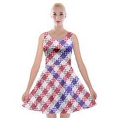 Webbing Wicker Art Red Bluw White Velvet Skater Dress by Mariart