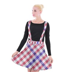 Webbing Wicker Art Red Bluw White Suspender Skater Skirt