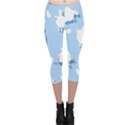 Vector Sheep Clouds Background Capri Leggings  View1