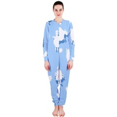 Vector Sheep Clouds Background Onepiece Jumpsuit (ladies)  by Nexatart