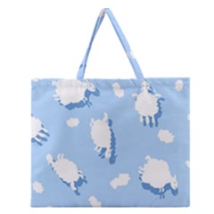 Vector Sheep Clouds Background Zipper Large Tote Bag by Nexatart