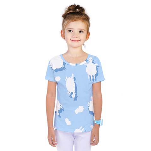 Vector Sheep Clouds Background Kids  One Piece Tee by Nexatart