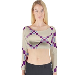 Pattern Background Vector Seamless Long Sleeve Crop Top by Nexatart