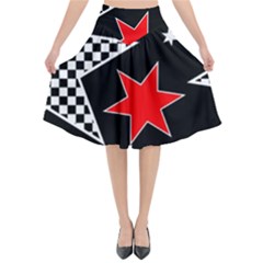 Stars Seamless Pattern Background Flared Midi Skirt